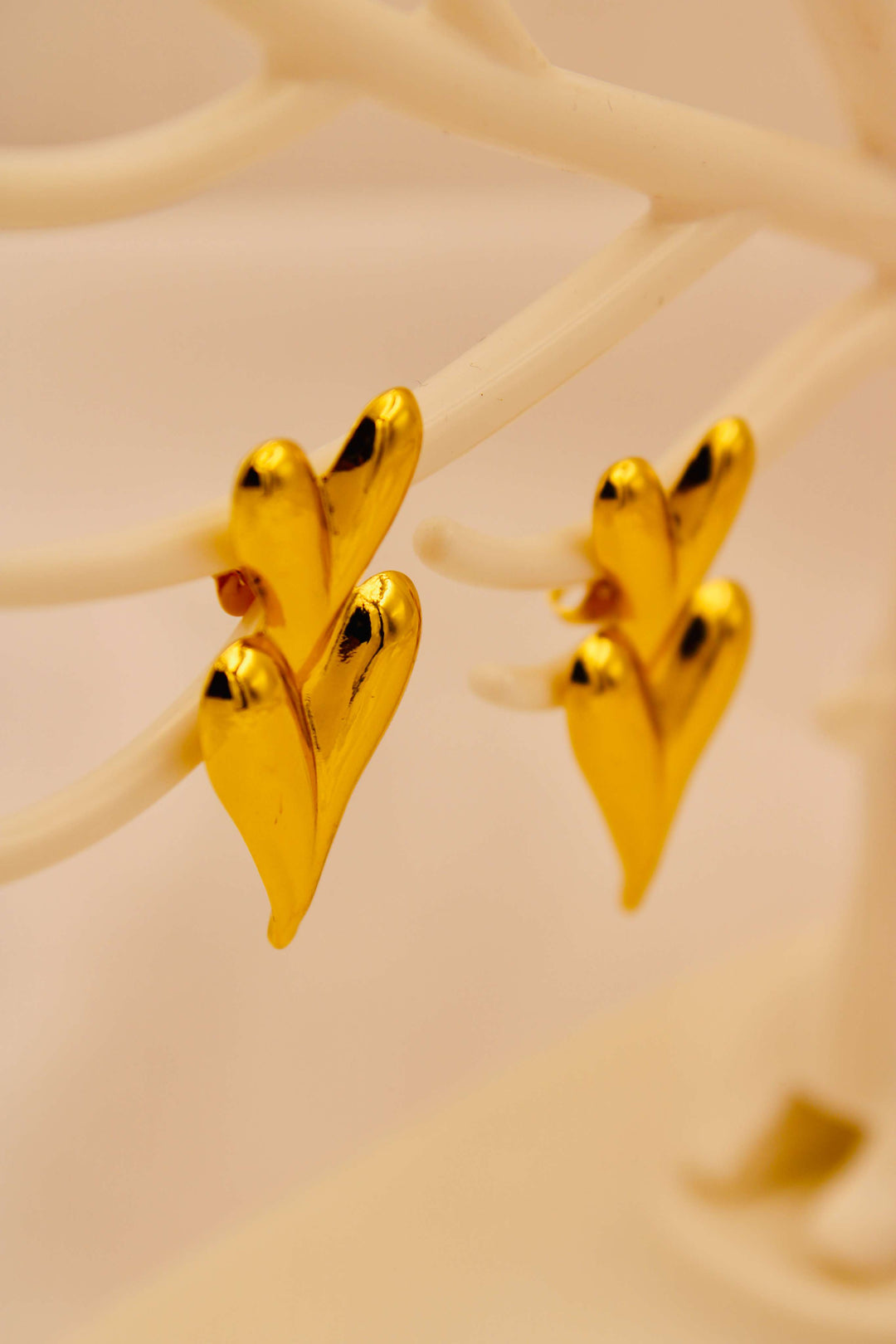Stacked Heart Gold Earrings