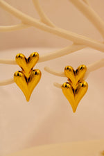 Load image into Gallery viewer, Stacked Heart Gold Earrings
