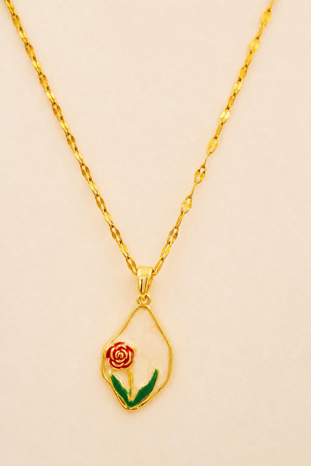 Eternal rose pendant necklace