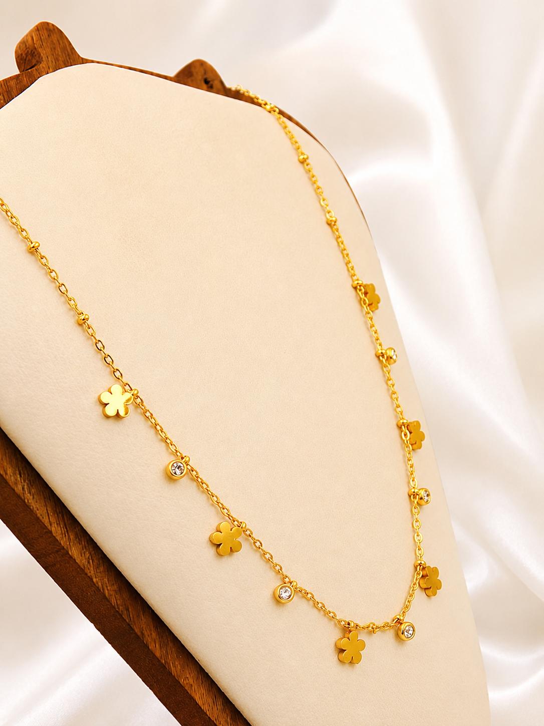 Golden bloom charm necklace