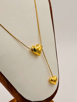 Load image into Gallery viewer, Ruvique Golden Twin Heart Drop Necklace
