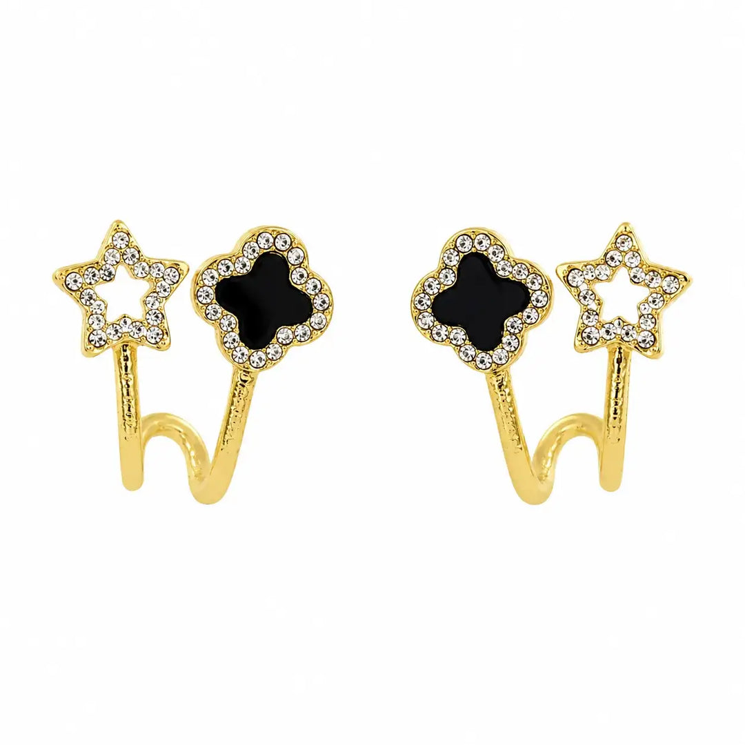 Ruvique Dual Charm Star & Clover Stud Earrings