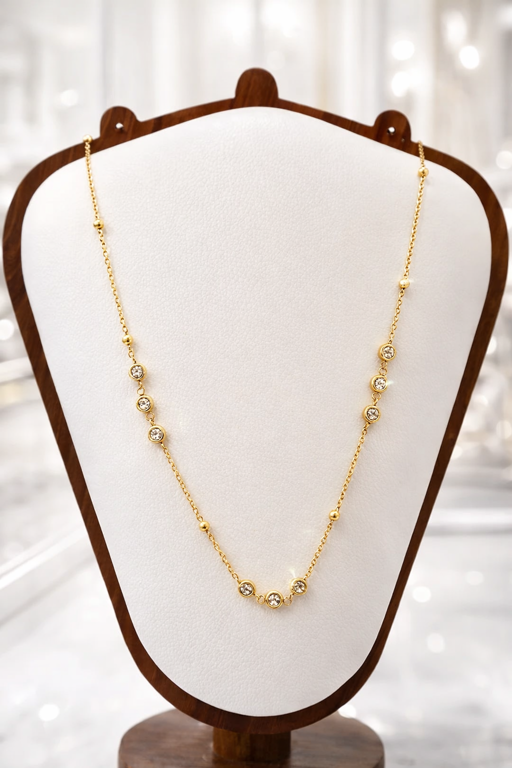 Lunara Crystal Fall Chain Necklace